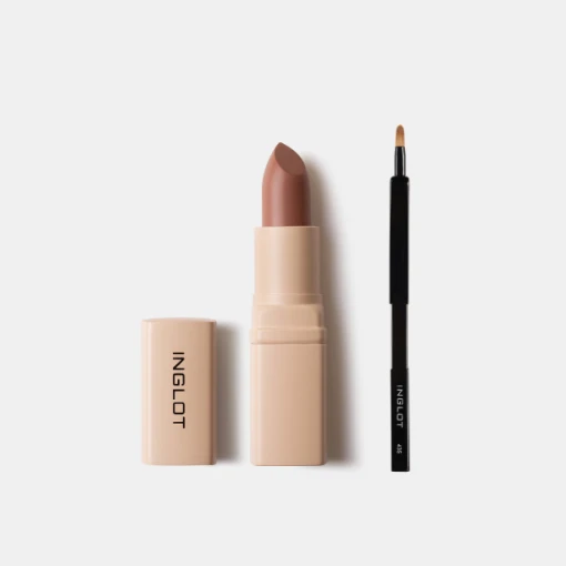 Combo Son Kem Thỏi Mịn Lì, Mướt Nhẹ Môi Creamy Soft Lipstick 4.4G - Nâu Caramel 502 + Cọ Môi 43S