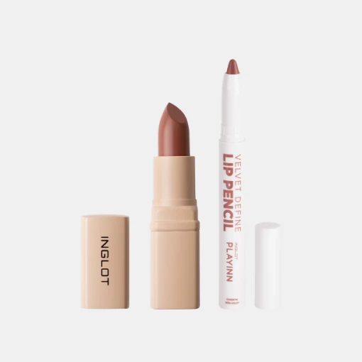 Combo Son Kem Thỏi Mịn Lì, Mướt Nhẹ Môi Creamy Soft Lipstick 4.4G - Nude Cocoa 503 + Son Bút Chì Kẻ Viền Môi & Son Môi Velvet Define Pencil 1.6G - Nâu Chocolate 63