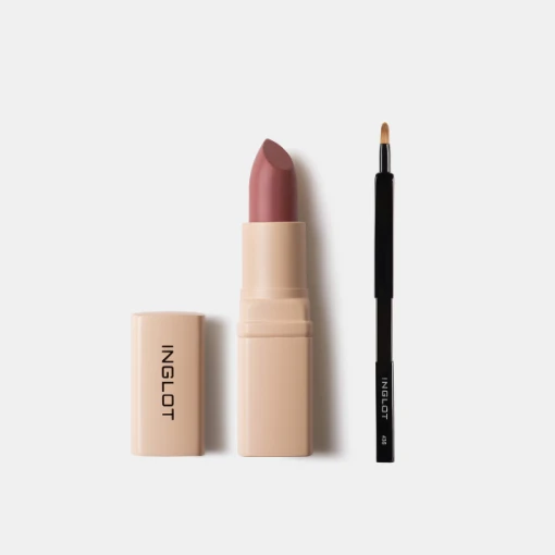 Combo Son Kem Thỏi Mịn Lì, Mướt Nhẹ Môi Creamy Soft Lipstick 4.4G - Hồng Gỗ 506 + Cọ Môi 43S