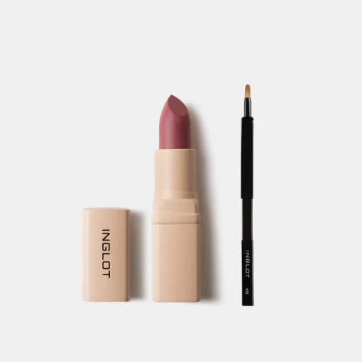 Combo Son Kem Thỏi Mịn Lì, Mướt Nhẹ Môi Creamy Soft Lipstick 4.4G - Hồng Mận 508 + Cọ Môi 43S