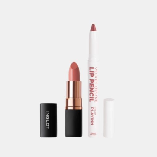 Combo Son Kem Thỏi Vegan Dưỡng Môi Kiss Catcher Lipstick 907 + Son Bút Chì Kẻ Viền Môi & Son Môi Playinn Velvet Define Lip Pencil 64