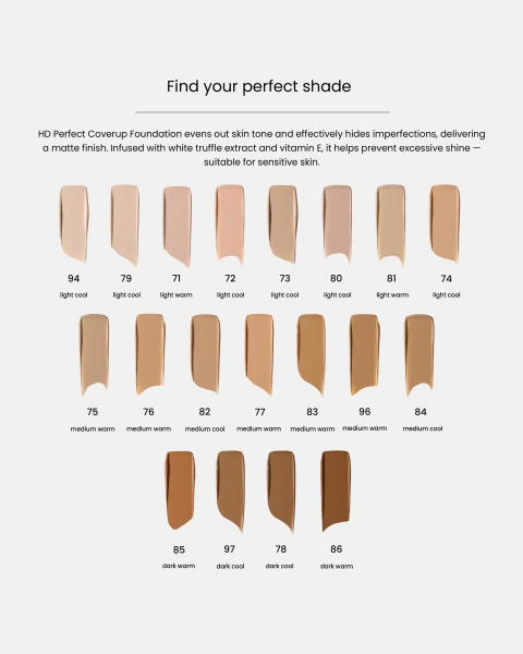 Kem Nền Che Phủ Hoàn Hảo Mịn Lì Hd Perfect Coverup Foundation 74