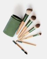 Bộ 6 Cọ Brush Tube Makeup Set (Green) & Ống Da Đựng Cọ Có Nắp