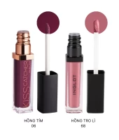 Combo 1 Son Kem Lì Hd Lip Tint Matte Hồng Tro Lì 68 + 1 Son Kem Kiss Catcher Hồng Tím 06