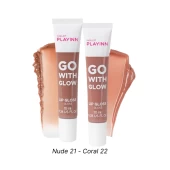 Combo Son Dưỡng Bóng Vegan Dạng Tuýp Playinn Go With Glow Lip Gloss Nude 21/Coral 22