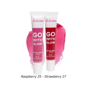 Combo Son Dưỡng Bóng Vegan Dạng Tuýp Playinn Go With Glow Lip Gloss Raspberry 25/Watermelon 26